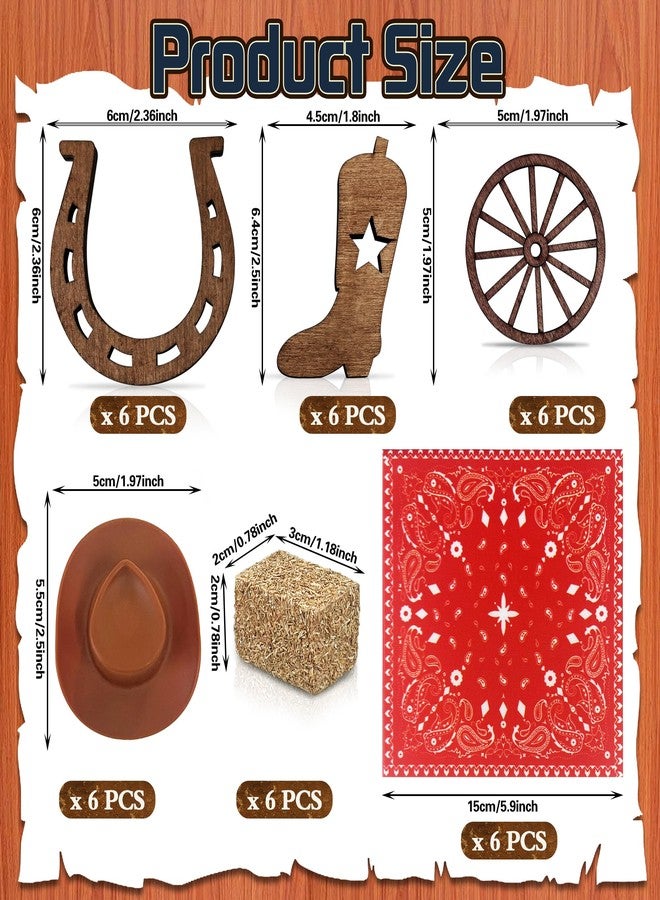 PPXMEEUDC 36PCS Western Centerpieces Mini Horse Hoof Boots Brown Cowboy Hat Wheel Hay Bales Suitable Western Party Decorations for Crafts Birthday Weddings and Cowboy Party Favors - Image 2