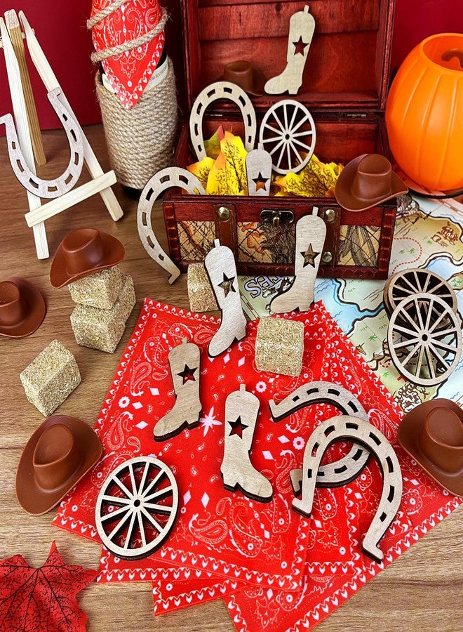 PPXMEEUDC 36PCS Western Centerpieces Mini Horse Hoof Boots Brown Cowboy Hat Wheel Hay Bales Suitable Western Party Decorations for Crafts Birthday Weddings and Cowboy Party Favors - Image 5