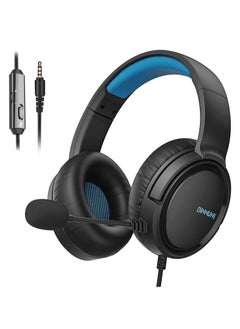 BINNUNE BG02 3.5mm Wired Gaming Headphone with Noise Reduction Mic Immersive Surround Sound and 2M Cable for PC/Laptop/Desktop - Black/Blue  - Image 1