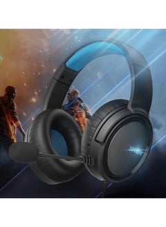 BINNUNE BG02 3.5mm Wired Gaming Headphone with Noise Reduction Mic Immersive Surround Sound and 2M Cable for PC/Laptop/Desktop - Black/Blue  - Image 2