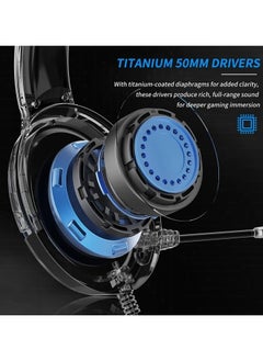BINNUNE BG02 3.5mm Wired Gaming Headphone with Noise Reduction Mic Immersive Surround Sound and 2M Cable for PC/Laptop/Desktop - Black/Blue  - Image 5