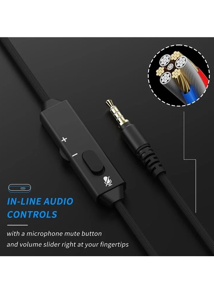 BINNUNE - BG02 3.5mm Wired Gaming Headphone with Noise Reduction Mic Immersive Surround Sound and 2M Cable for PC/Laptop/Desktop - Black/Blue - Image 1