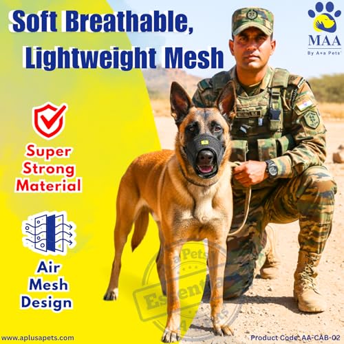 A+a Pets' Cloth Muzzle for Dogs | Soft Breathable Lightweight Mesh | Secure & Safe, No Biting, No Chewing (XXL) - Image 3