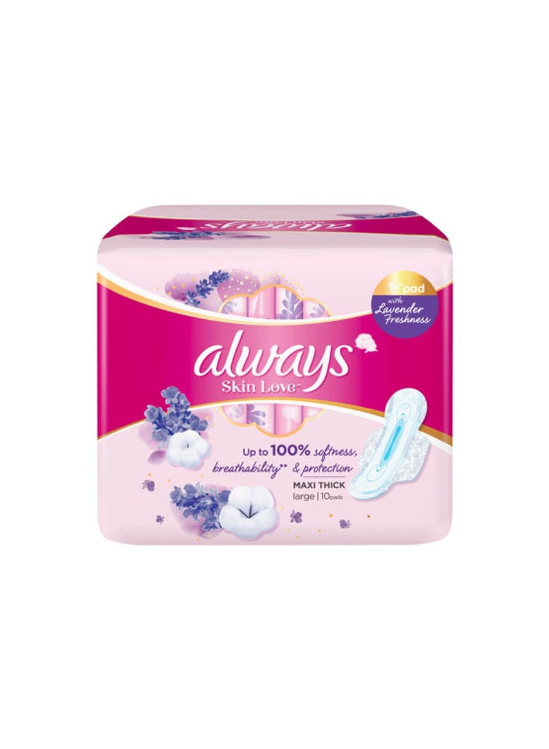 Always (Pack of 2)Skin Love – Maxi Thick Large Pads – 10 Pads