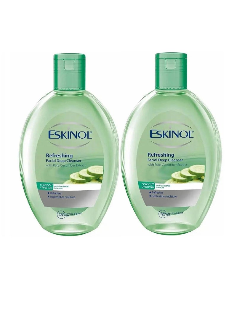 إسكينول قطعتين من منظف ​​عميق ومنعش للوجه بخلاصة الخيار النقية 225X2 مل - Image 1