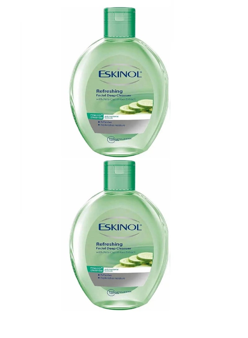 إسكينول قطعتين من منظف ​​عميق ومنعش للوجه بخلاصة الخيار النقية 225X2 مل - Image 2