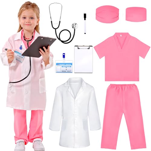 Liberry Doctor Costume for Kids Toddler Doctor Dress Up Clothes with Real Stethoscope Career Day Role Play Gift for Girls - Image 1