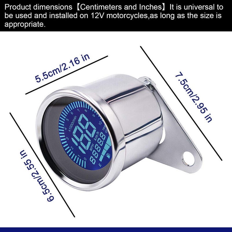 Maso Motorbike Speedometer Universal, Motorcycle Multi-function Metre Tachometer Odometer Fuel Gauge with 7 Background Colors - Image 2