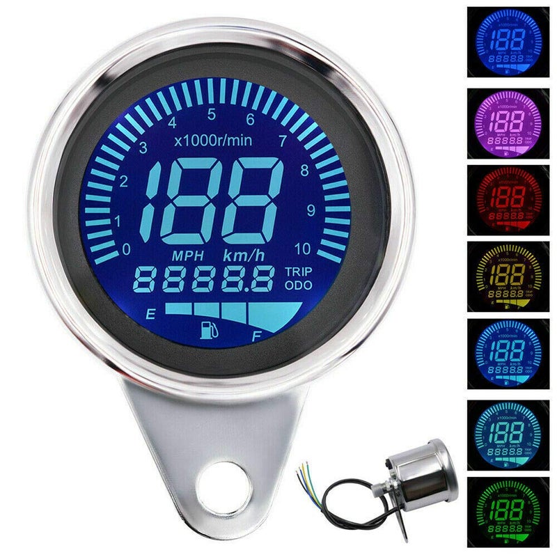 Maso Motorbike Speedometer Universal, Motorcycle Multi-function Metre Tachometer Odometer Fuel Gauge with 7 Background Colors - Image 4