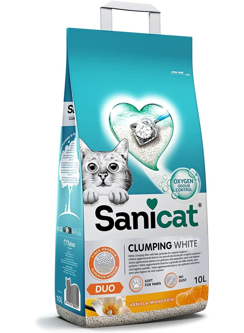 Sanicat Clumping White Duo Vanilla Mandarin Scent Cat Litter 10L