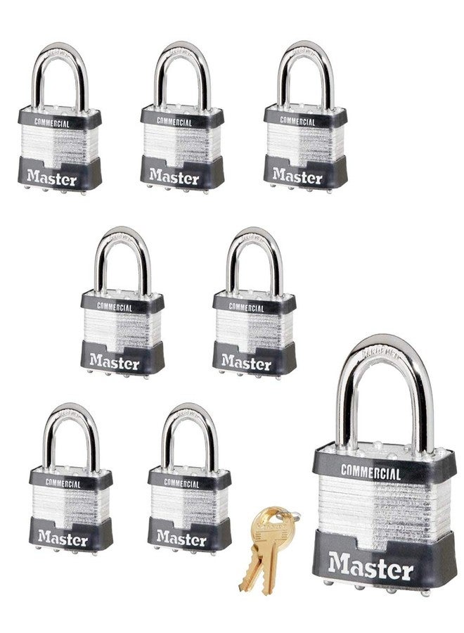 ماستر لوك قفل ماستر لوك - هيكل بعرض 2 بوصة × قيد بطول 1 بوصة، ثمانية (8) أقفال متشابهة المفاتيح، 5 NKA-8 مع تقنية إيقاف الصدمات - Image 1