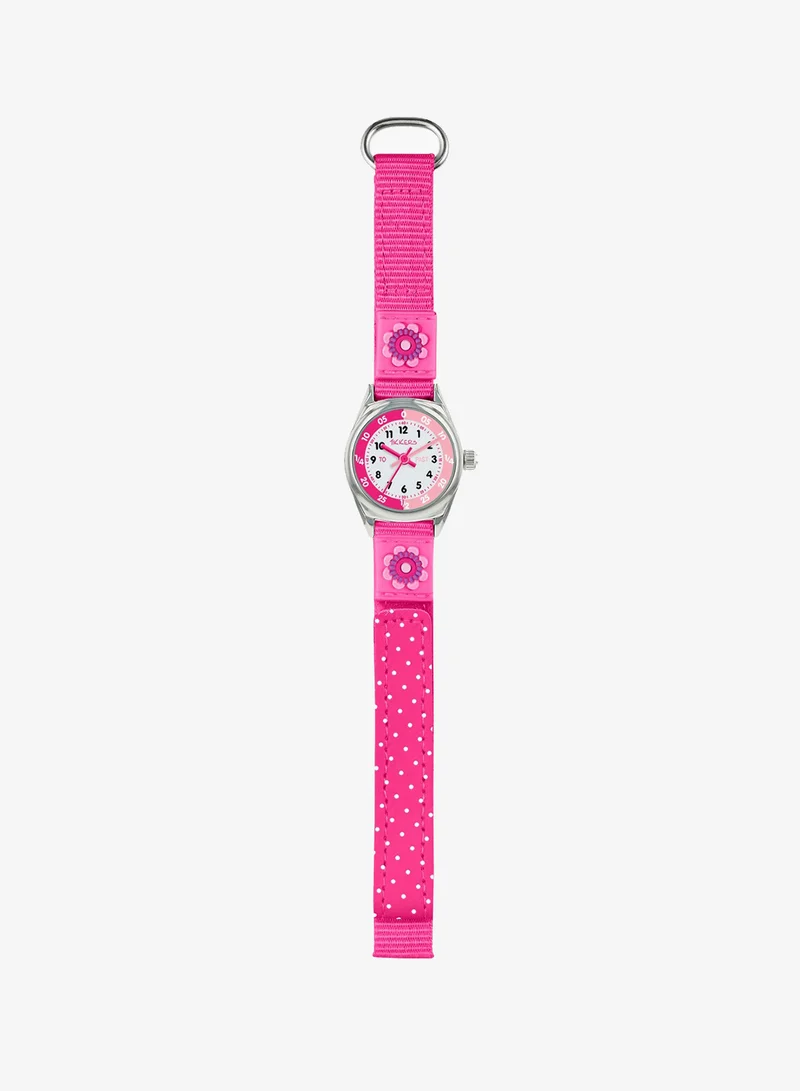 Tikkers  Tikkers Girls Pink Canvas Strap Flower Time Teacher Watch - TK0119  | Best Price UAE