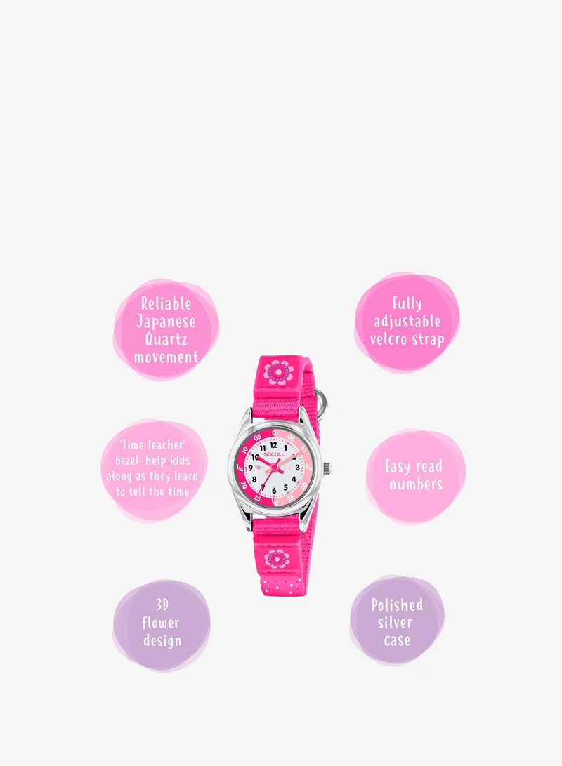 Tikkers  Tikkers Girls Pink Canvas Strap Flower Time Teacher Watch - TK0119  | Best Price UAE