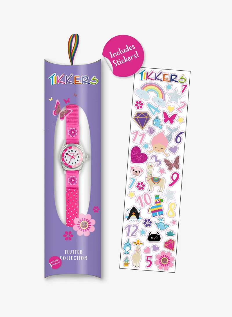 Tikkers  Tikkers Girls Pink Canvas Strap Flower Time Teacher Watch - TK0119  | Best Price UAE