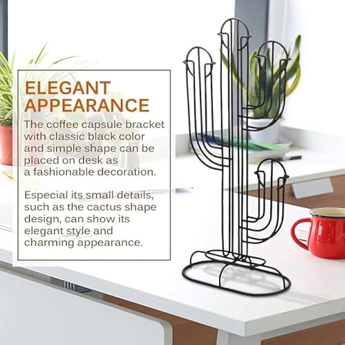 rayihni Coffee Capsule Holder Rack Holds 48Original Line Coffee Pods Storage Stand Cactus Shaped Pod Holder Home Black Iron Storage Stand OrganizerCactus ShapedBlack - Image 3