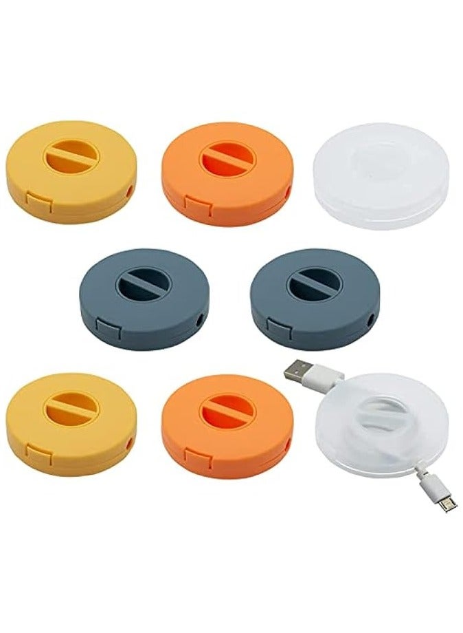 بروماس 8 قطع كابل محمول، 4 ألوان دائرية لتنظيم سلك السفر، حامل كابل قابل للسحب لتغليف سماعات الأذن USB وأسلاك ماوس الهاتف وشاحن سلكي - Image 1