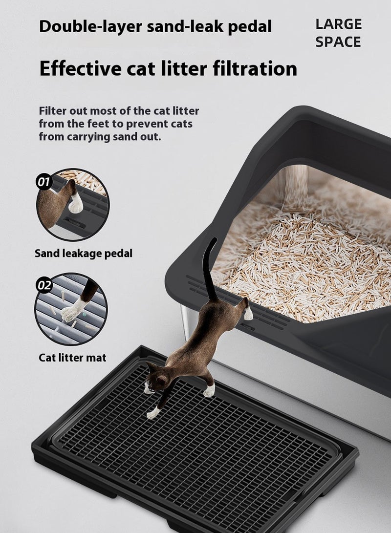 Kidle Stainless Steel Cat Litter Box Cat Litter Tray for Multiple Cats Anti Splashing and Easy Clean  - Image 5