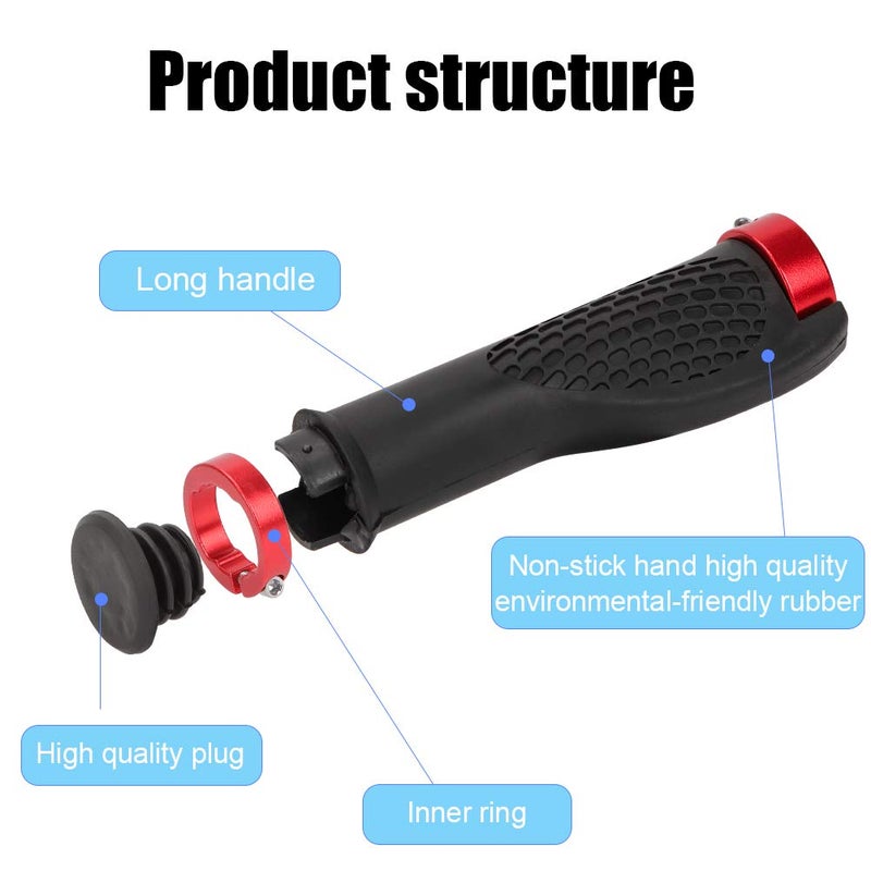 Emoly Bike Handlebar Grips, Ergonomic Design, Aluminum Double Lock-on, Mountain Bike Grips, MTB BMX Foldable Urban Bicycles Grips, Scooter Grips - Red - Image 4