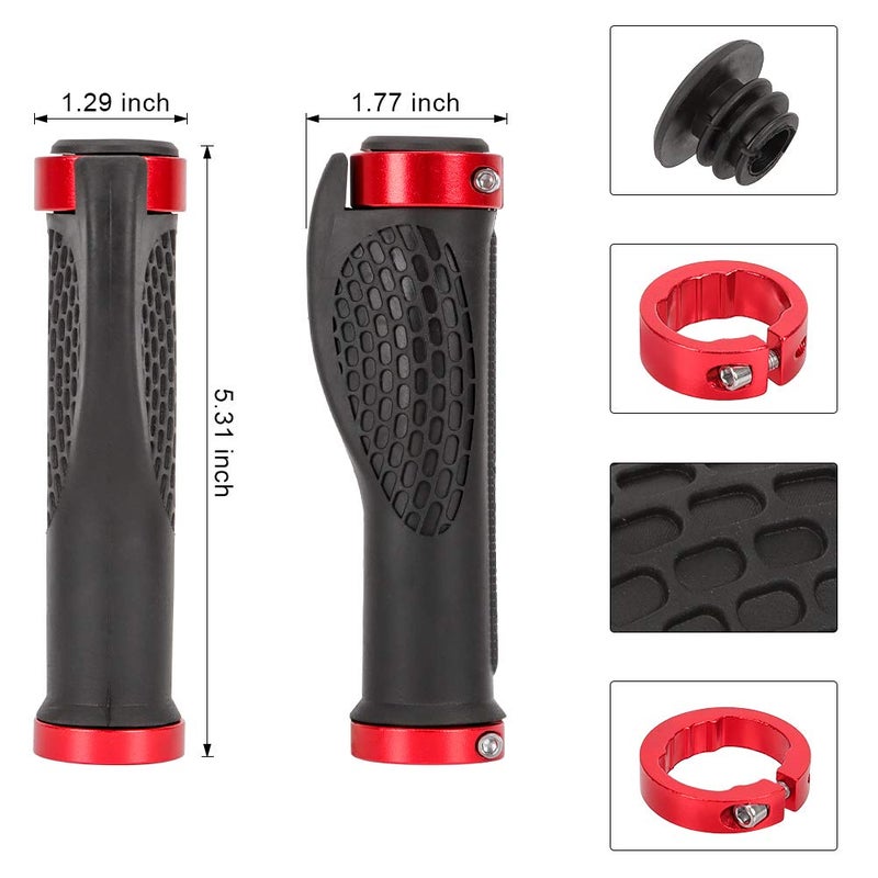 Emoly Bike Handlebar Grips, Ergonomic Design, Aluminum Double Lock-on, Mountain Bike Grips, MTB BMX Foldable Urban Bicycles Grips, Scooter Grips - Red - Image 5