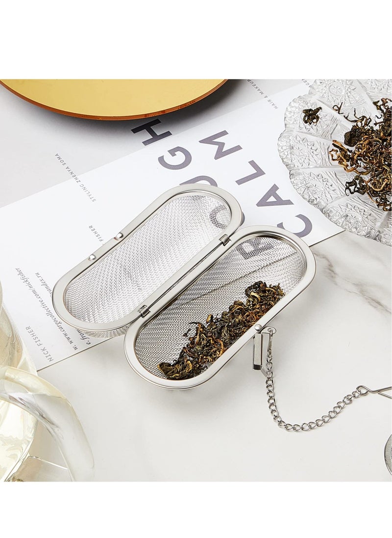3 Pcs Tea Ball,4.25 x 1.75 Inch Floating Stainless Steel Mesh Tea Infuser Oval,Loose Leaf Tea Steeper Soups Oil Spice Herb Tea Strainer,Easy to Use and Clean, Ideal for Home and Office Use  - Image 4