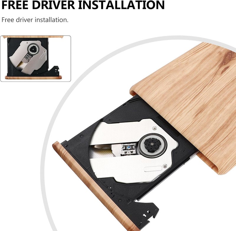 محرك أقراص DVD خارجي من Lurrose من نوع USB 3.0 Type-C، محرك أقراص CD/DVD محمول للحاسوب المحمول، قارئ أقراص ضوئية متوافق مع Windows. - Image 3
