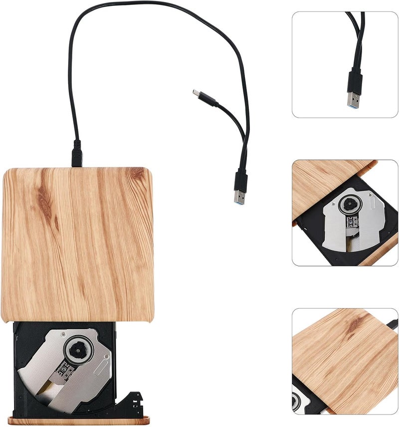 محرك أقراص DVD خارجي من Lurrose من نوع USB 3.0 Type-C، محرك أقراص CD/DVD محمول للحاسوب المحمول، قارئ أقراص ضوئية متوافق مع Windows. - Image 5