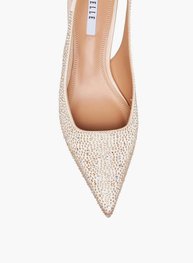 ELLE Women Embellished Kitten Heel Slingback Shoes - Image 4