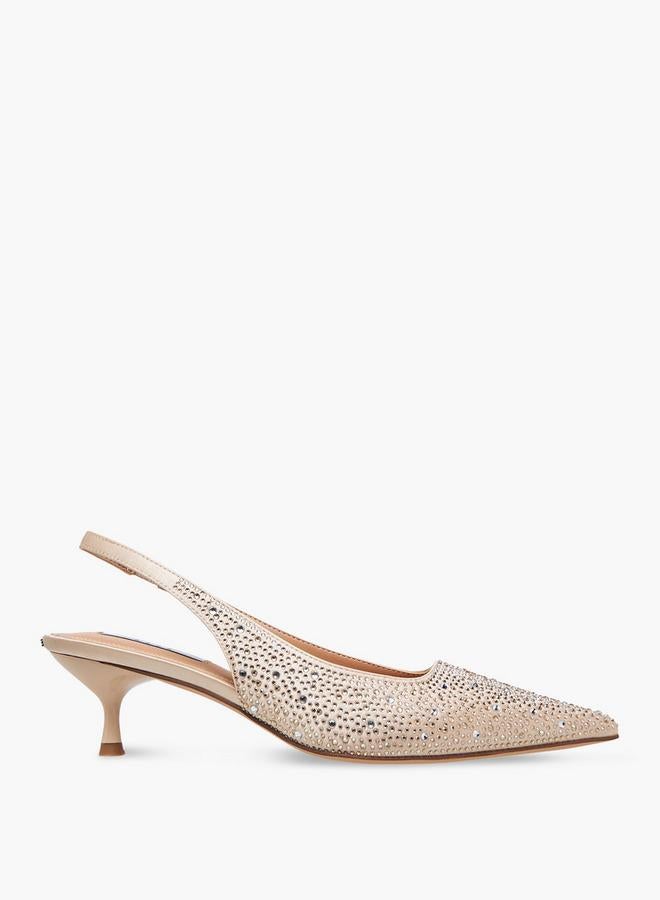ELLE Women Embellished Kitten Heel Slingback Shoes - Image 3