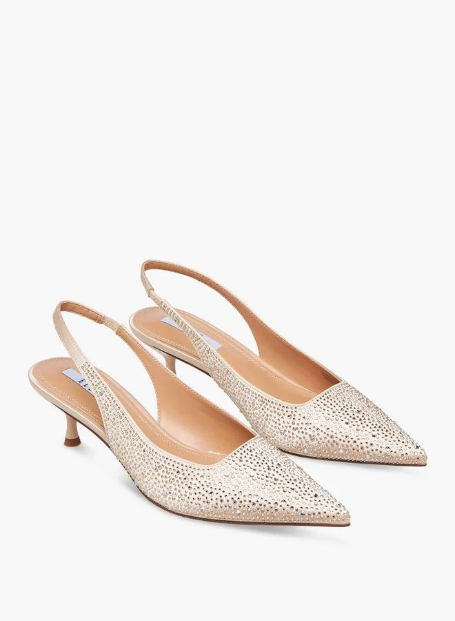 ايل Women Embellished Kitten Heel Slingback Shoes
