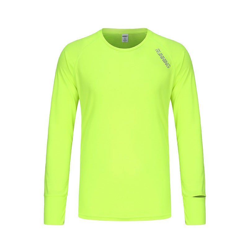 Generic Mens Long Sleeve Quick-Dry Running T-Shirt Fluorescent Green - Image 1