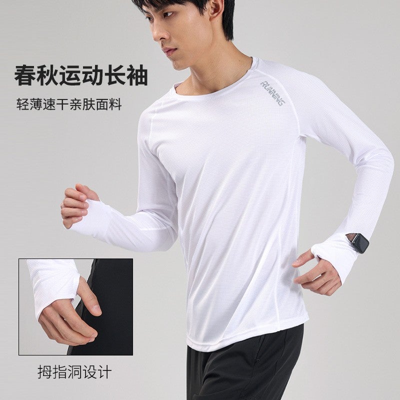 Generic Mens Long Sleeve Quick-Dry Running T-Shirt Fluorescent Green - Image 5