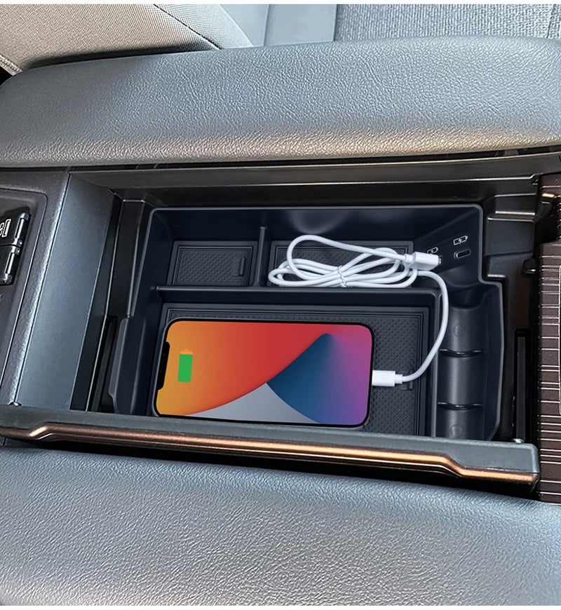 TOPINSTALL منظم وحدة التحكم المركزية TOPINSTALL متوافق مع ملحقات تويوتا سيينا 2021-2024، صندوق مسند الذراع، صينية تخزين ثانوية، حاوية عملات معدنية، بلاستيك ABS - أسود - Image 2