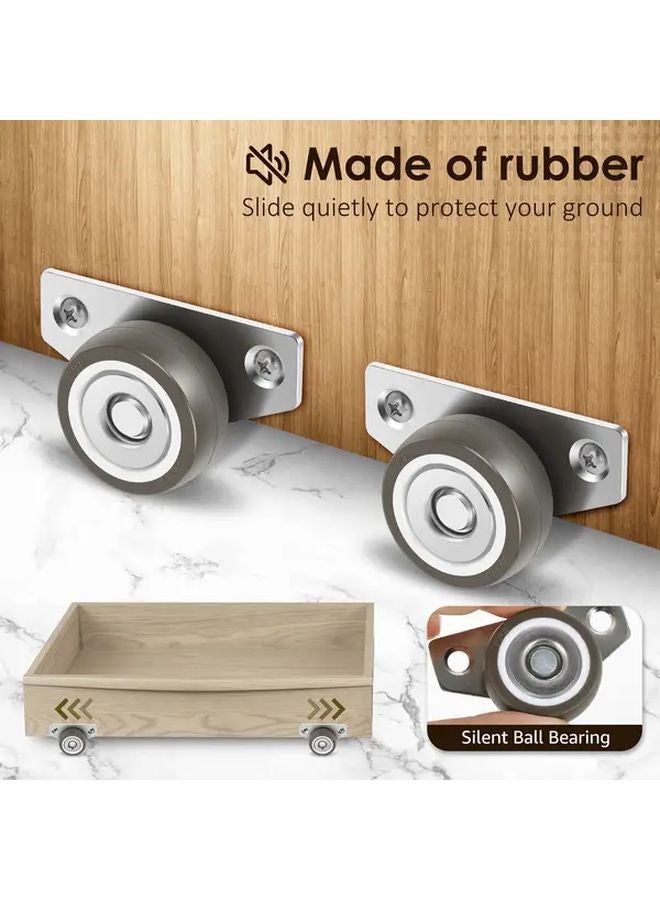 12pcs 1 25 Inch Small Side Mount Non Swivel Caster Wheels Silent Rolling One Directional Polished Metal Finish - Image 2