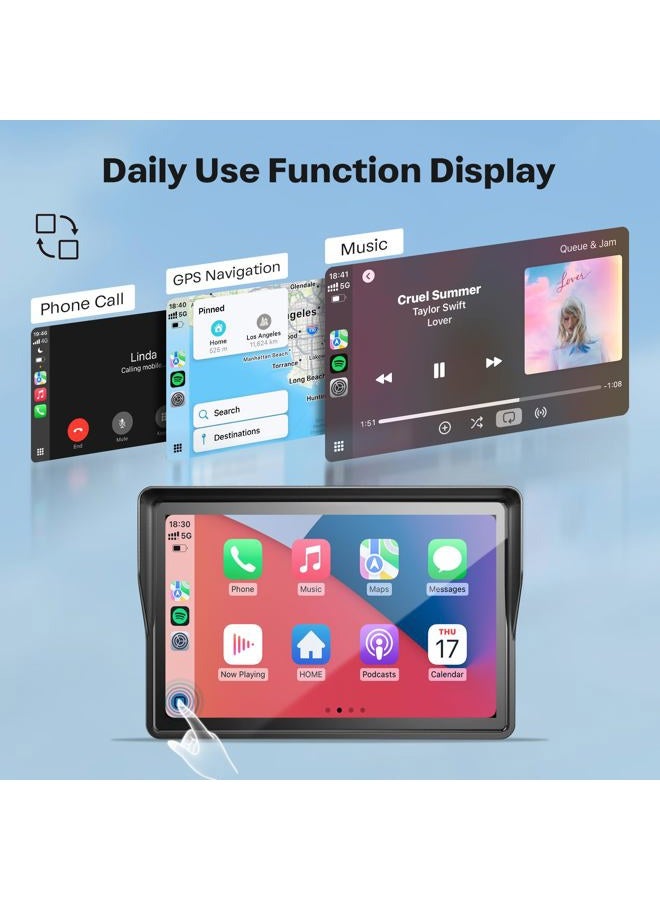 WonVon 5 Inch Motorcycle Carplay GPS Navigation System with Apple Carplay and Android Auto Portable Screen with Dual Bluetooth, Navigation, Siri, Google Assistant - Image 3