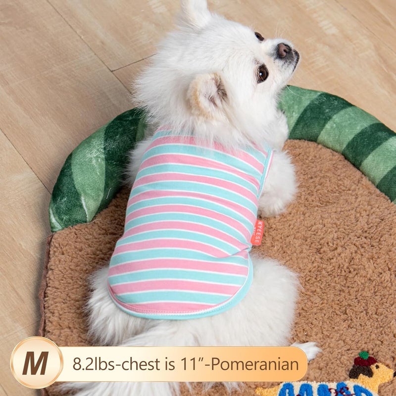 KYEESE 2 Pack Dogs Shirts Striped Dog T-Shirts Soft Cotton Tank Top Sleeveless Vest Cat Shirts Dog Clothes - Image 3