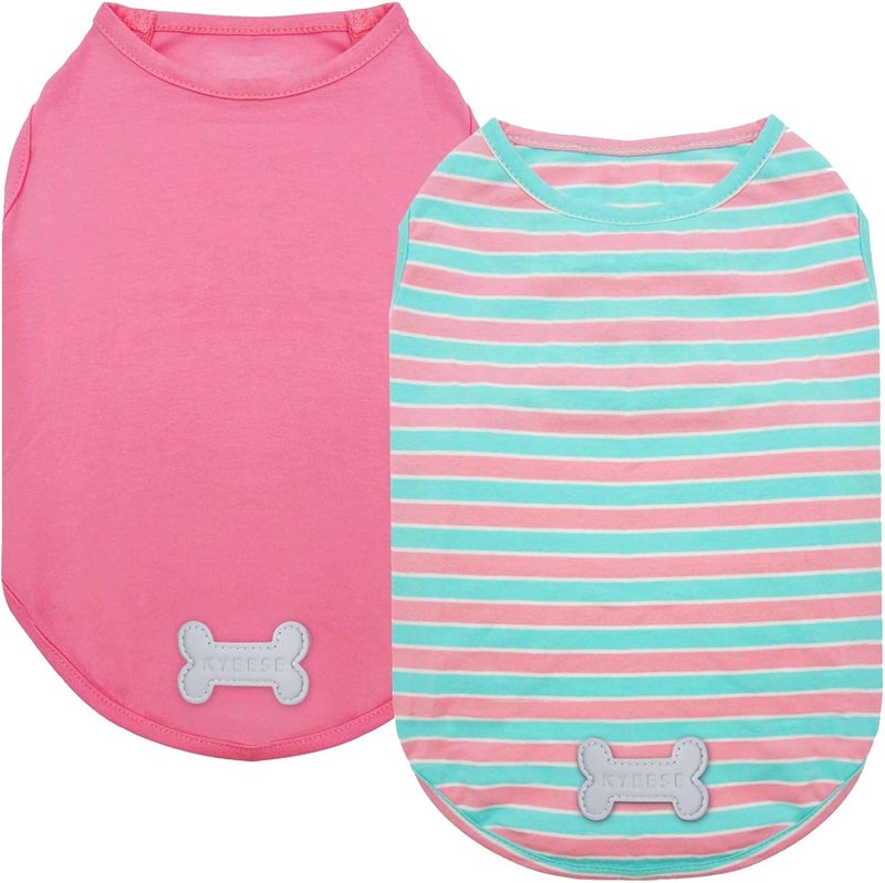KYEESE 2 Pack Dogs Shirts Striped Dog T-Shirts Soft Cotton Tank Top Sleeveless Vest Cat Shirts Dog Clothes - Image 1