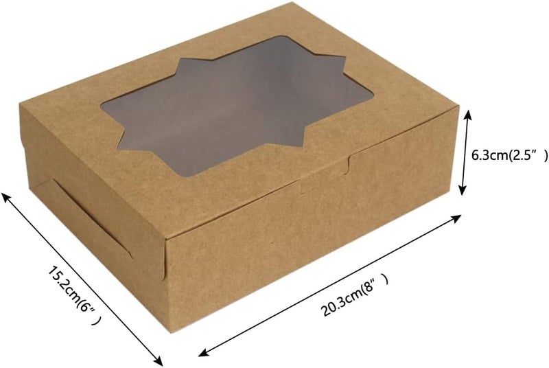 WEI LONG 20PCS Cookie Boxes Bakery Boxes Pastry Boxes with 2 Style Window 8x6x2.5 ​Inches Pastry Treat Boxes for Chocolate Strawberries,Donuts,Cupcakes,Muffins,Dessert(style B) - Image 4
