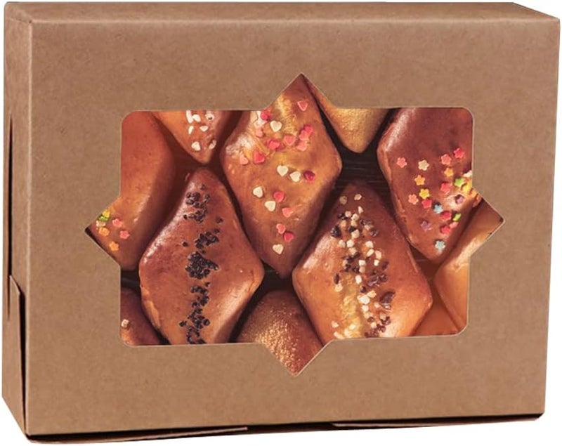 WEI LONG 20PCS Cookie Boxes Bakery Boxes Pastry Boxes with 2 Style Window 8x6x2.5 ​Inches Pastry Treat Boxes for Chocolate Strawberries,Donuts,Cupcakes,Muffins,Dessert(style B) - Image 5