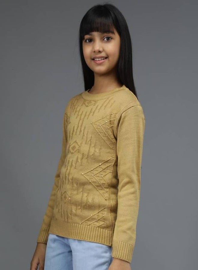 ANIXA Girls Casual Full Sleeve Sweater - Trendy Winter Fashion Top Beige - Image 5