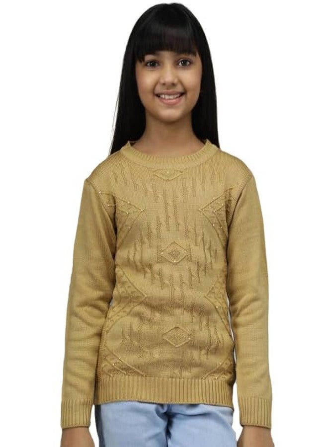 ANIXA Girls Casual Full Sleeve Sweater - Trendy Winter Fashion Top Beige - Image 2