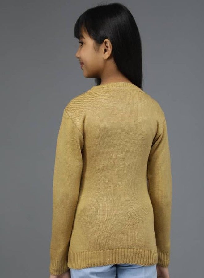 ANIXA Girls Casual Full Sleeve Sweater - Trendy Winter Fashion Top Beige - Image 3
