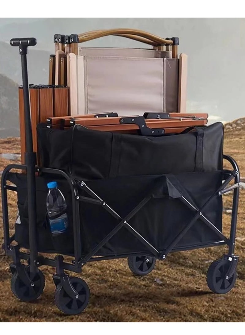 Outdoor Wagon Collapsible with Removable Fabric Festival Garden Camping Picnic Cart Supports Max 150kg Portable Transport Trailer Black  - Image 5