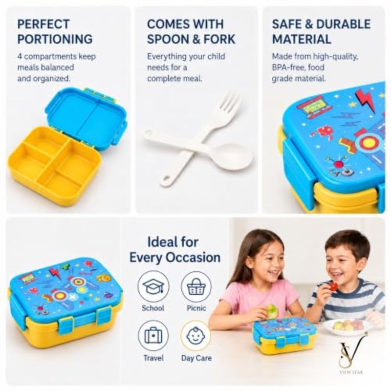 Lunch Box Combo with Water Bottle Protective Cover Leakproof, BPA Free, Insulated Tiffin Set for School, Toddlers - Image 5