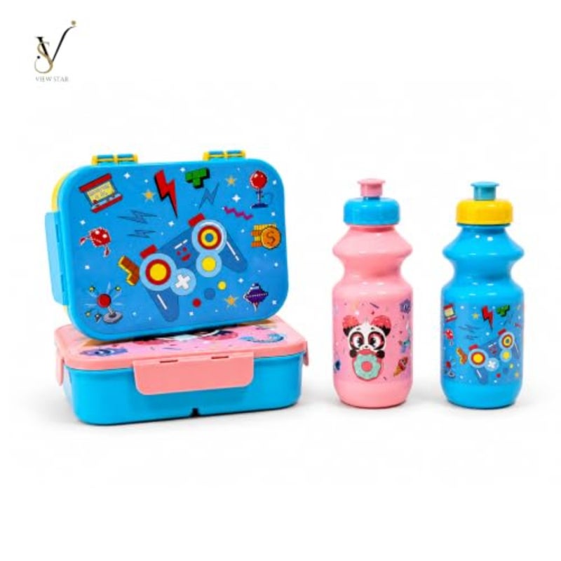 Lunch Box Combo with Water Bottle Protective Cover Leakproof, BPA Free, Insulated Tiffin Set for School, Toddlers - Image 3