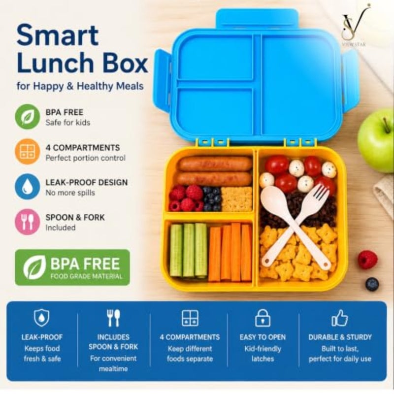 Lunch Box Combo with Water Bottle Protective Cover Leakproof, BPA Free, Insulated Tiffin Set for School, Toddlers - Image 4