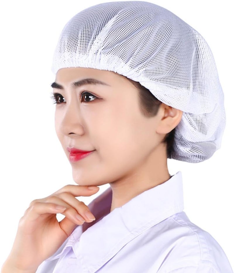 DOITOOL 4pcs Reusable Elastic Breathable Cotton Mesh Hair Nets for Food Service Workers Kitchen Cooking Chef Caps White Head Covers - Image 5