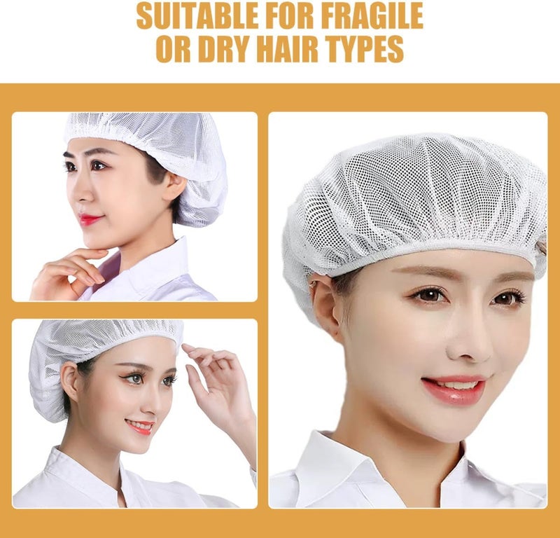 DOITOOL 4pcs Reusable Elastic Breathable Cotton Mesh Hair Nets for Food Service Workers Kitchen Cooking Chef Caps White Head Covers - Image 3