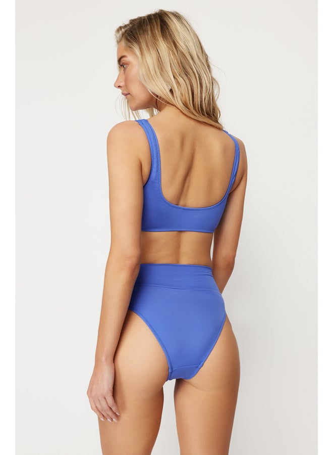 trendyol Saxe Blue Strapless High Waist High Leg Regular Bikini Set TBESS22BT0010  - Image 5