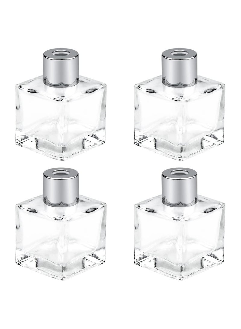 KASTWAVE زجاجات موزع الزيوت العطرية الأساسية مجموعة من 4 قطع موزعات الأعواد الزجاجية الشفافة العطرية مع أغطية للاستخدام في المنزل والحمام - Image 1