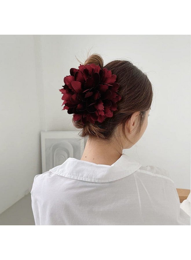 Cinaci 4 Pack Big Large Satin Rose Flower Plastic Hair Claws Clips With Bow Barrettes Clamps Bun Chignon Updo Holders Hair Accessories For Women Girls - Image 5